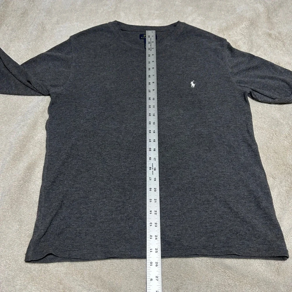 Polo Ralph Lauren Waffle Knit Thermal Mens Large Grey Long Sleeve Pony Logo